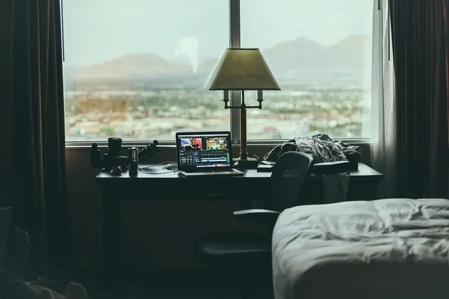 bed, room, lampshade, window, glass, outside, view, hotel, check in, chair, table, laptop, camera, check in, check in, check in, check in, check in. How to Size Hospitality Guest Engagement Markets