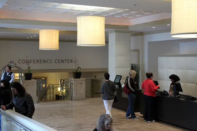 Hotel Lobby / Front Desk Check in San Francisco, California. Guest loyalty marketing best practices: enrollment