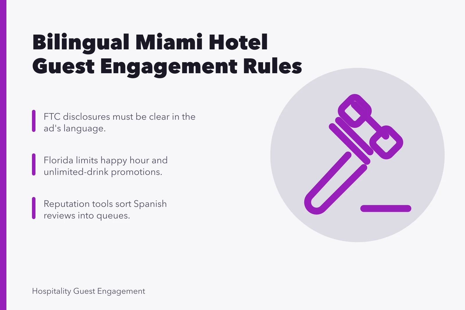 Bilingual hotel guest engagement with FTC and Florida alcohol rules. How Miami hotels engage bilingual guests under US marketing rules