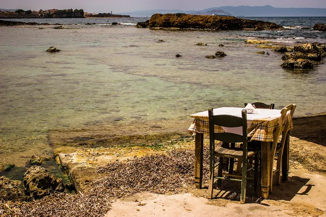 chania, greece, table, taverna, crete, by the sea, reservation, greek, sidewalk, brown table, chania, chania, chania, chania, chania. Restaurant Reservation Platforms Compared for Independent US Restaurants