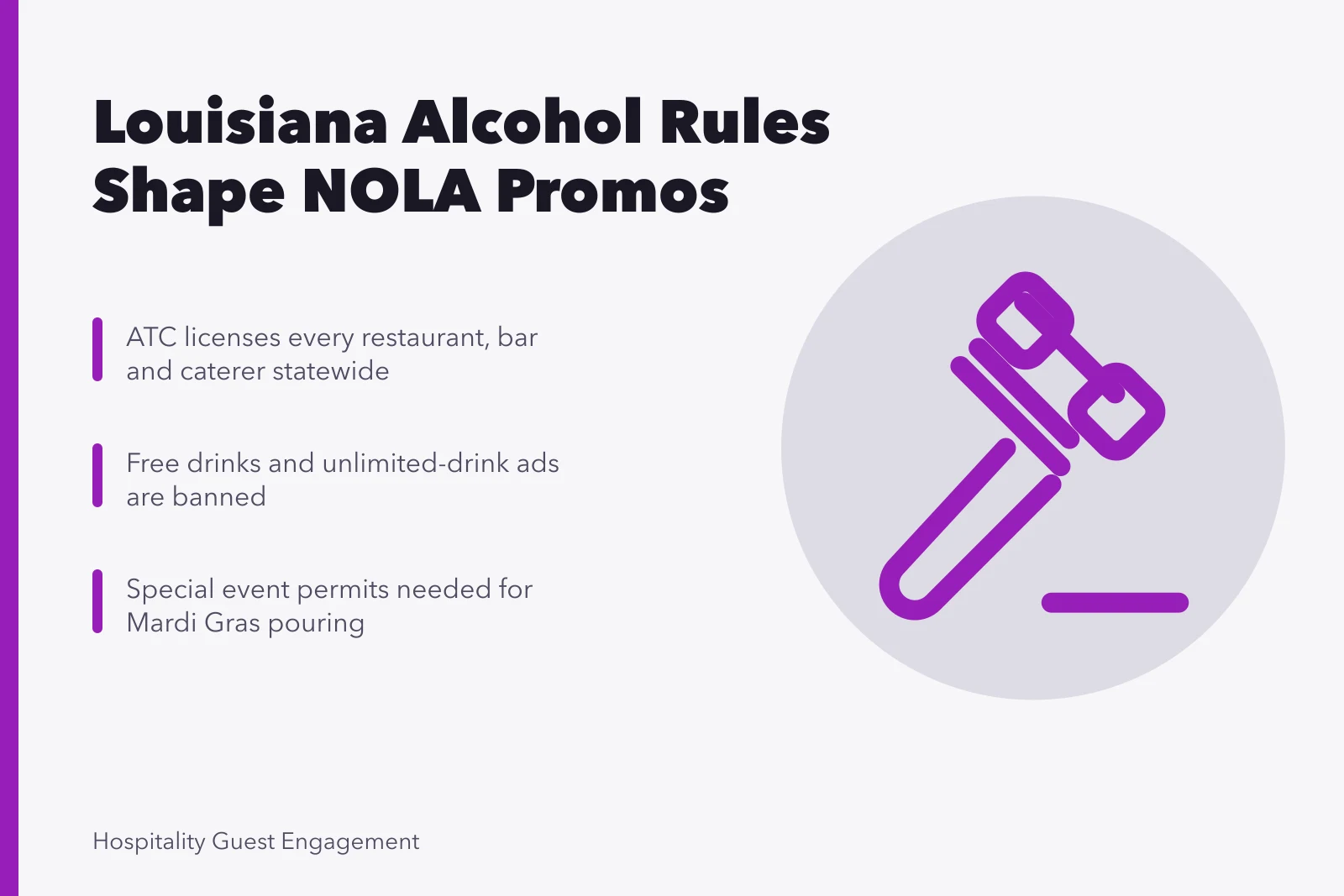 Card on Louisiana alcohol rules shaping New Orleans restaurant marketing. 3 ways state alcohol rules shape New Orleans restaurant marketing