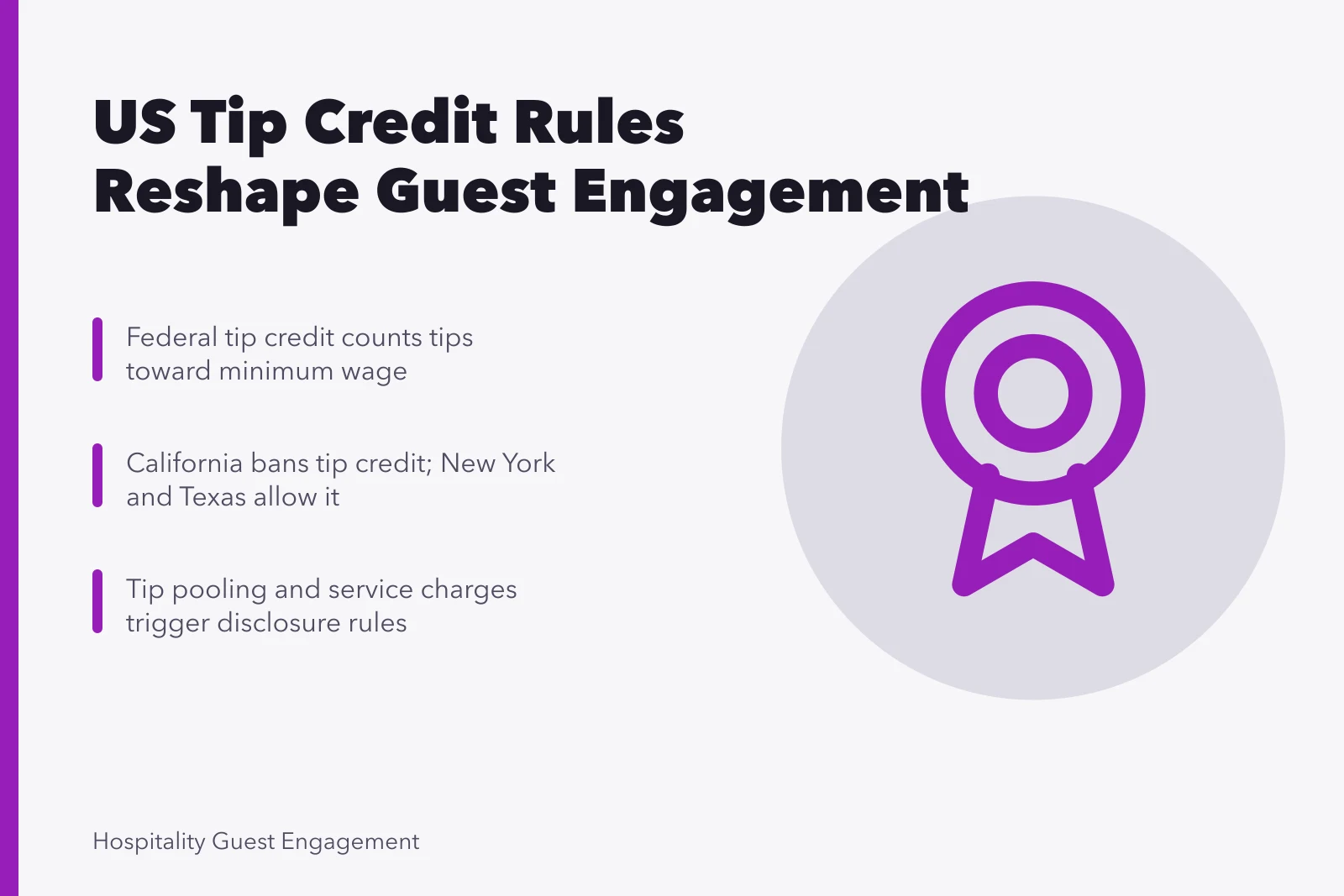 Card explaining US tip credit rules and guest engagement. How US tip credit rules change guest engagement for restaurants