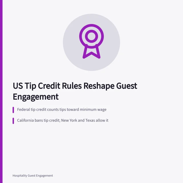 Card explaining US tip credit rules and guest engagement. How US tip credit rules change guest engagement for restaurants
